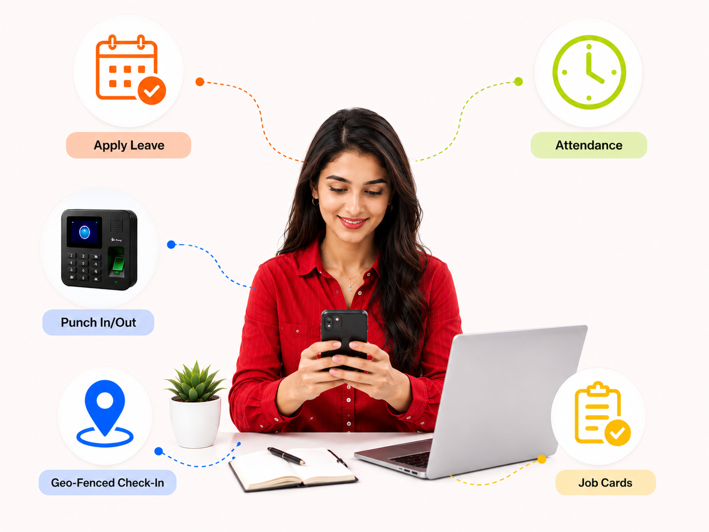 Trackk employee self service app for attendance leave requests missed punch corrections and job time logs